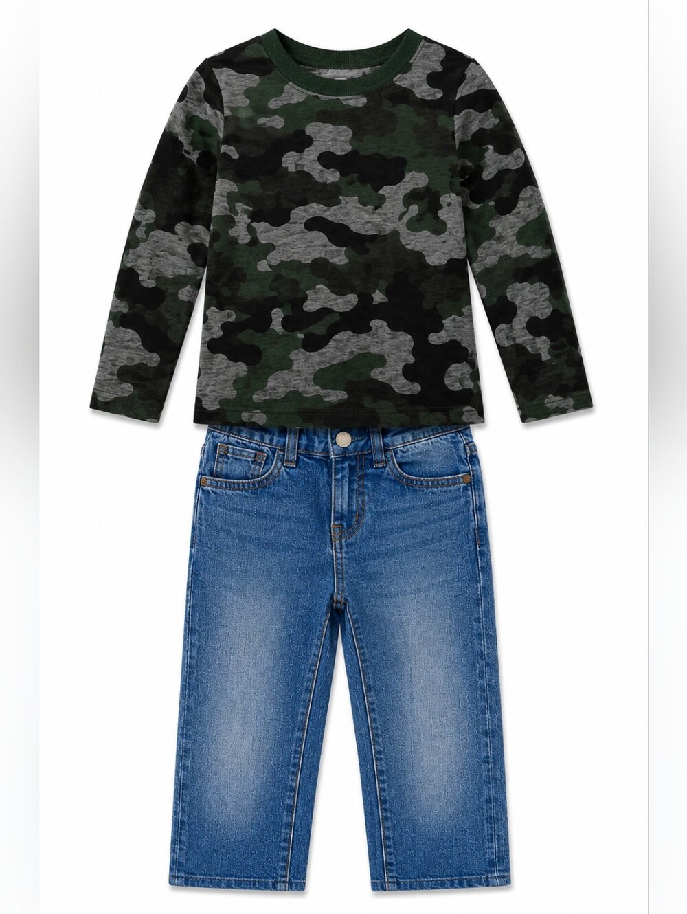Boys Long Sleeve Cat & Jack Camo Top & Old Navy Jeans | Size 3T
